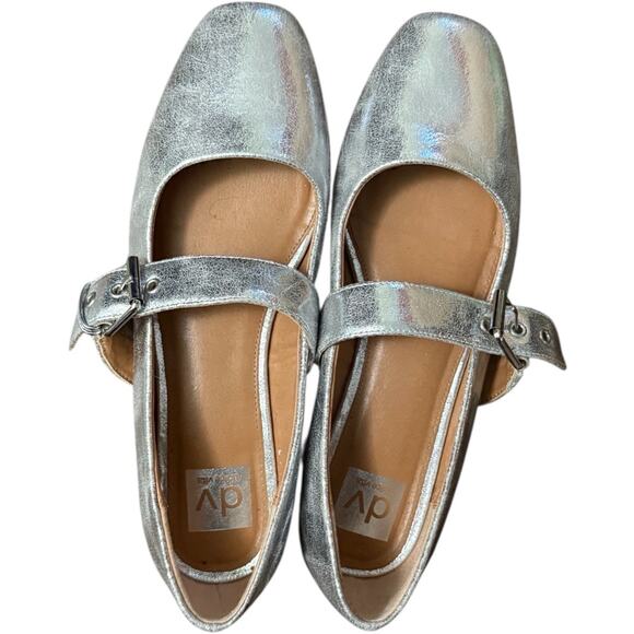 Dolce Vita DV Womens Mellie Silver Square Toe Ballet Flat Size 10 - Picture 1 of 7